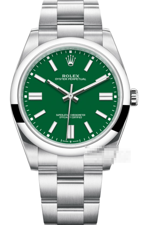 ROLEX オイスターパーペチュアル m124300-0005、緑盤が運ぶ爽快な日常